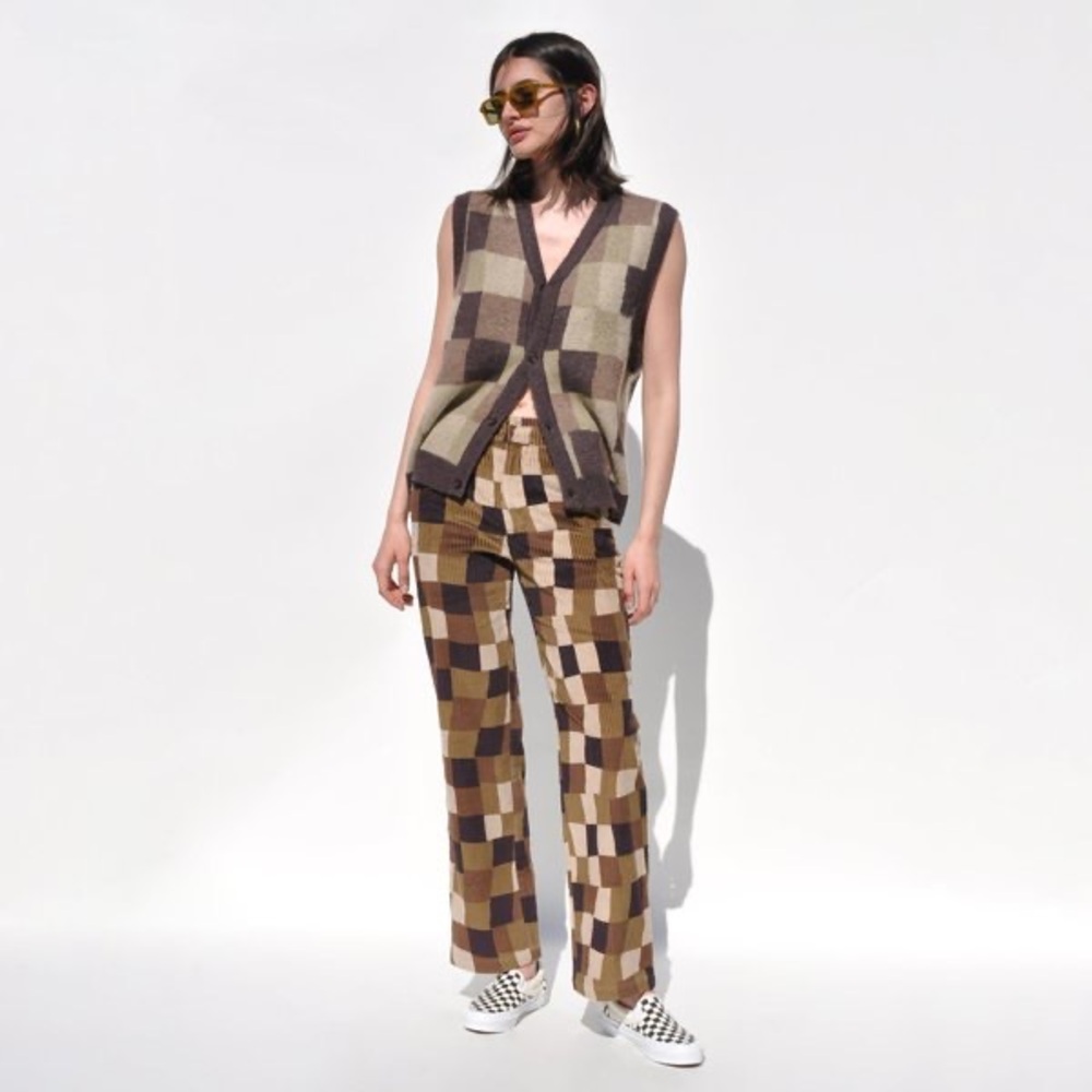 Stussy checkered wobbly pants Patchwork style